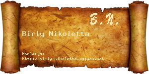Birly Nikoletta névjegykártya